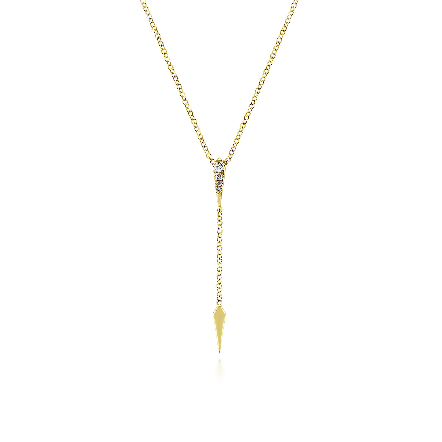 14K Yellow Gold Diamond Pavé Y Necklace with Kite Drop