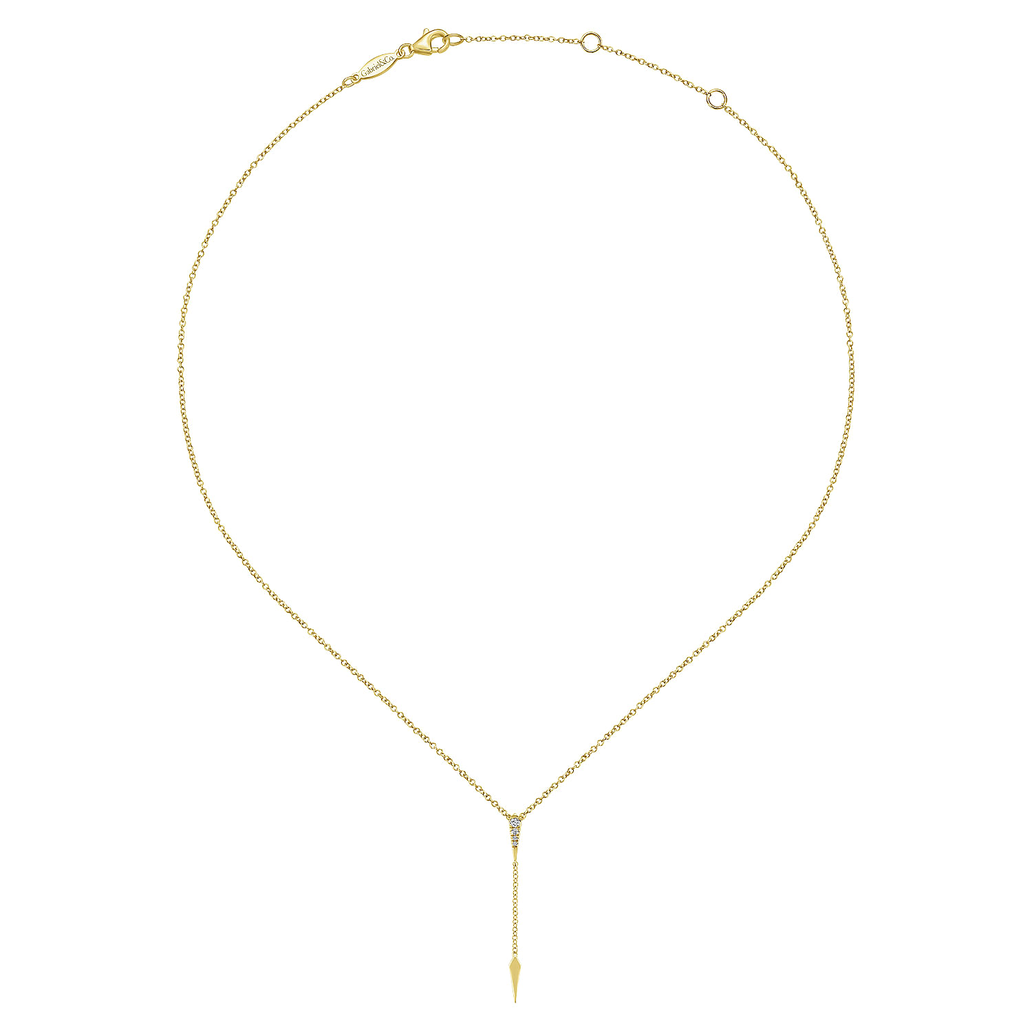 14K Yellow Gold Diamond Pavé Y Necklace with Kite Drop