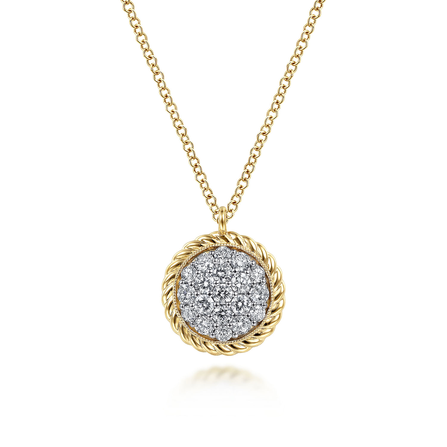 Gabriel - 14K Yellow Gold Diamond Pavé twisted Rope Halo Necklace