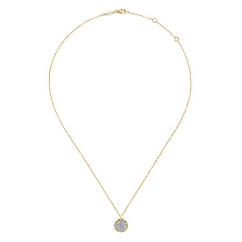 14K Yellow Gold Diamond Pavé twisted Rope Halo Necklace