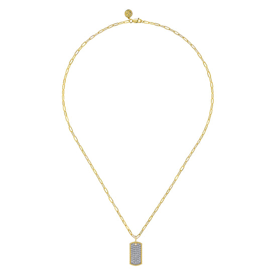 14K Yellow Gold Diamond Pendant Necklace angle 2