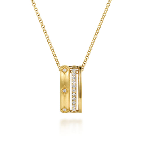 14K Yellow Gold Diamond Pendant Necklace