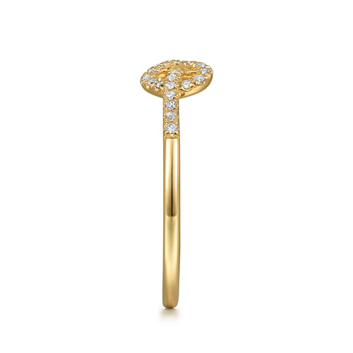 14K Yellow Gold Diamond Pretzel Love Knot Heart Ring