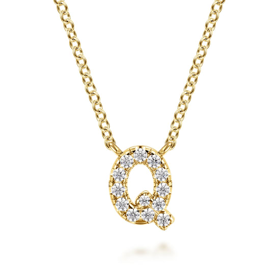 Gabriel - 14K Yellow Gold Diamond Q Initial Pendant Necklace