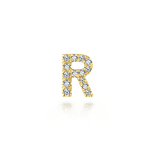 14K Yellow Gold Diamond R Initial Locket Charm