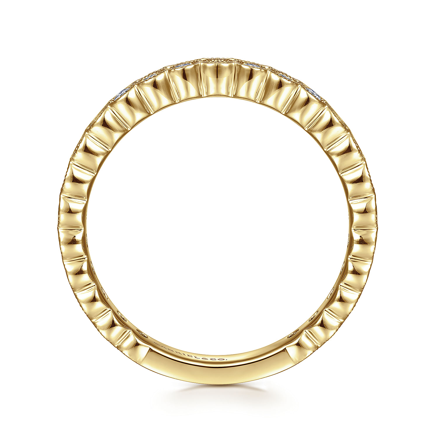 14K Yellow Gold Diamond Ring with Milgrain Bezel