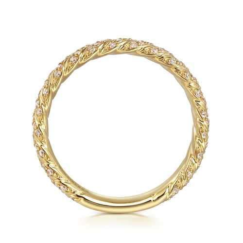 14K Yellow Gold Diamond Rope Stackable Ladies Ring