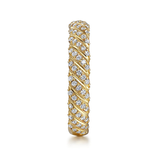 14K Yellow Gold Diamond Rope Stackable Ladies Ring angle 4 14K Yellow Gold Diamond Rope Stackable Ladies Ring angle 4
