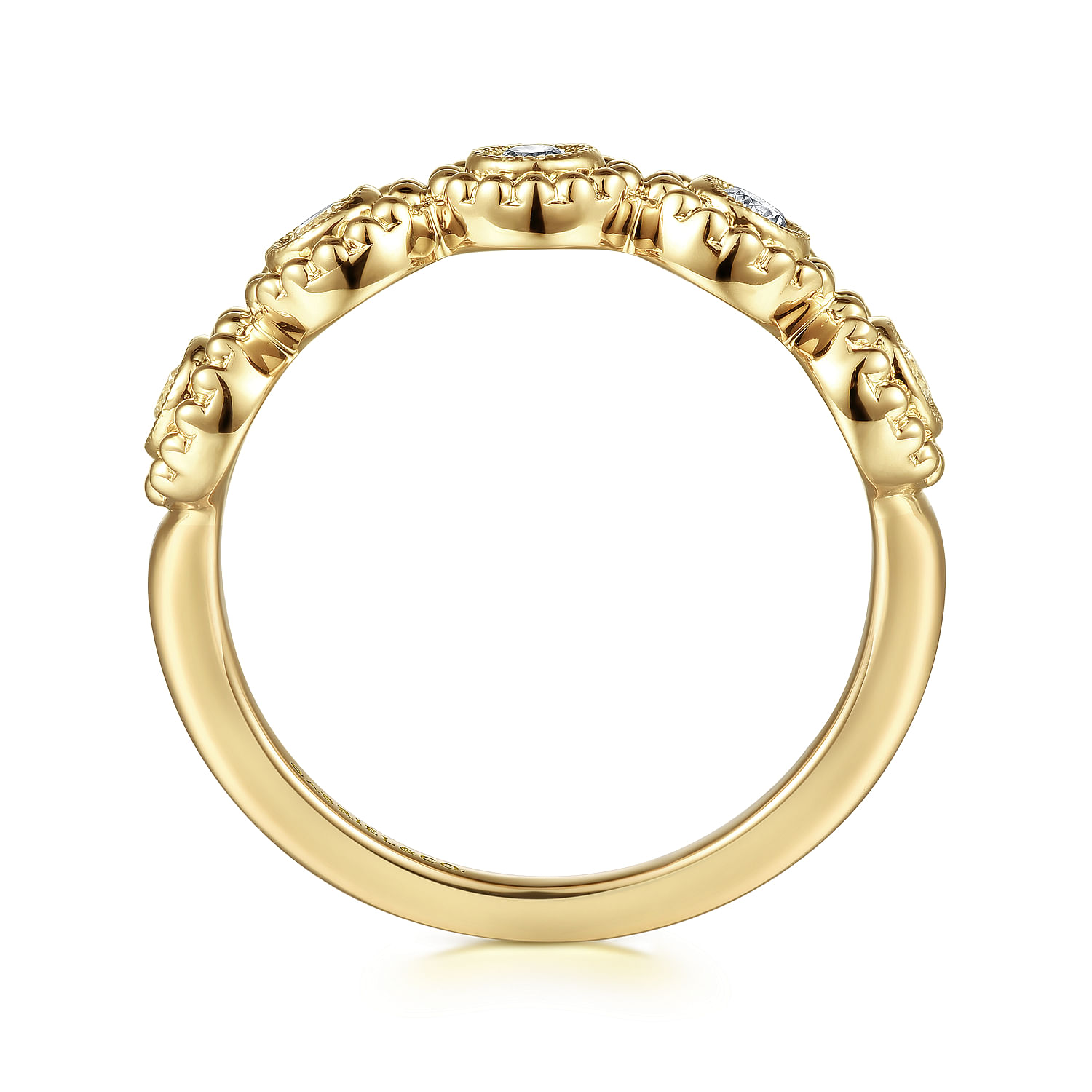 14K Yellow Gold Diamond Round Shape Bujukan Stackable Ring