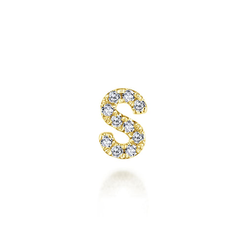 14K Yellow Gold Diamond S Initial Locket Charm