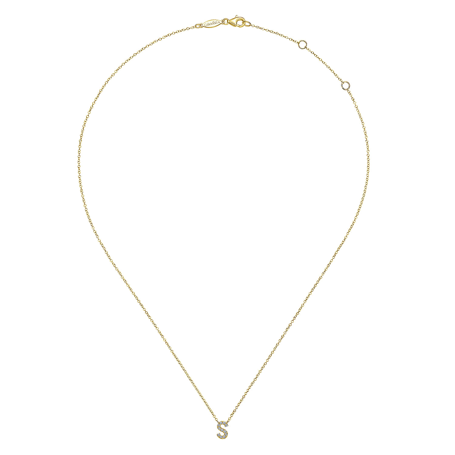 14K Yellow Gold Diamond S Initial Pendant Necklace
