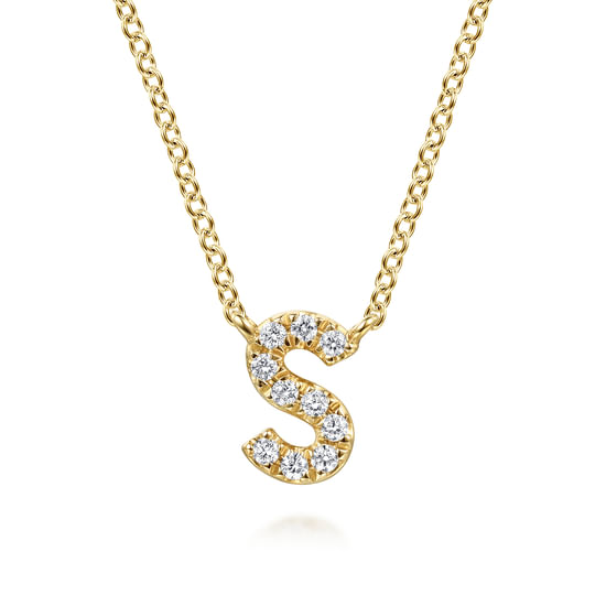 Gabriel - 14K Yellow Gold Diamond S Initial Pendant Necklace