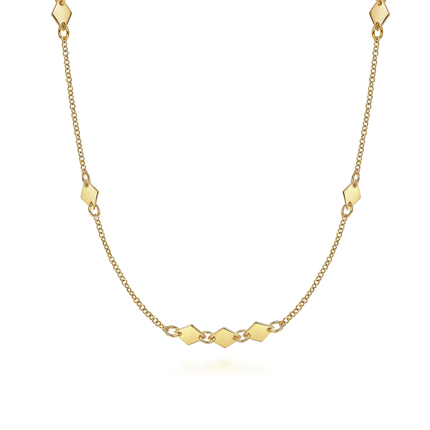 Gabriel - 14K Yellow Gold Diamond Shaped Disc Station Necklace