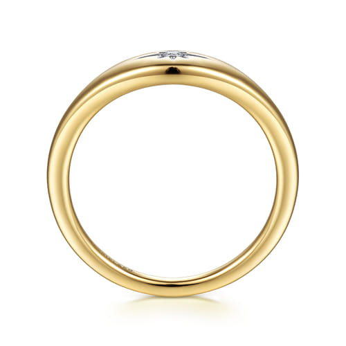 14K Yellow Gold Diamond Signet Ring