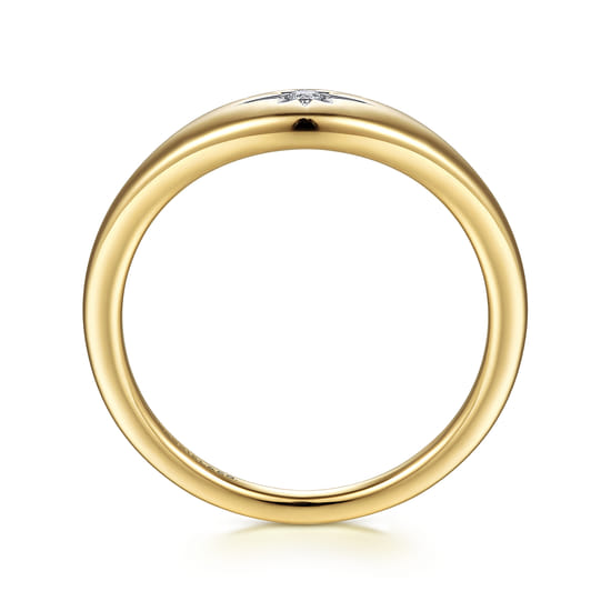 14K Yellow Gold Diamond Signet Ring angle 2