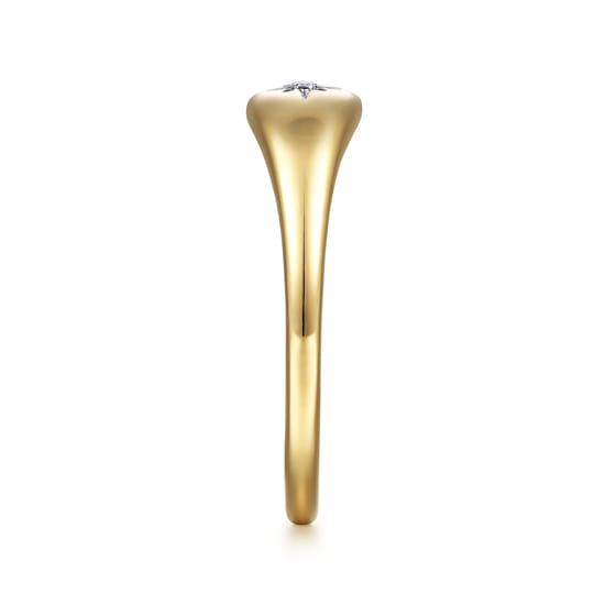 14K Yellow Gold Diamond Signet Ring angle 4