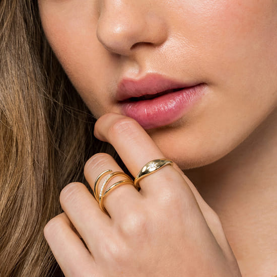 14K Yellow Gold Diamond Signet Ring angle 6
