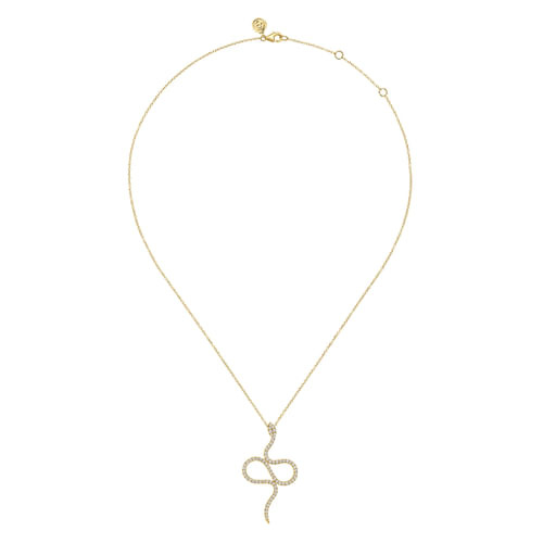 14K Yellow Gold Diamond Snake Pendant Necklace