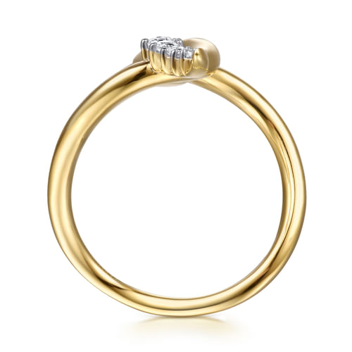14K Yellow Gold Diamond Snake Twisted Ring