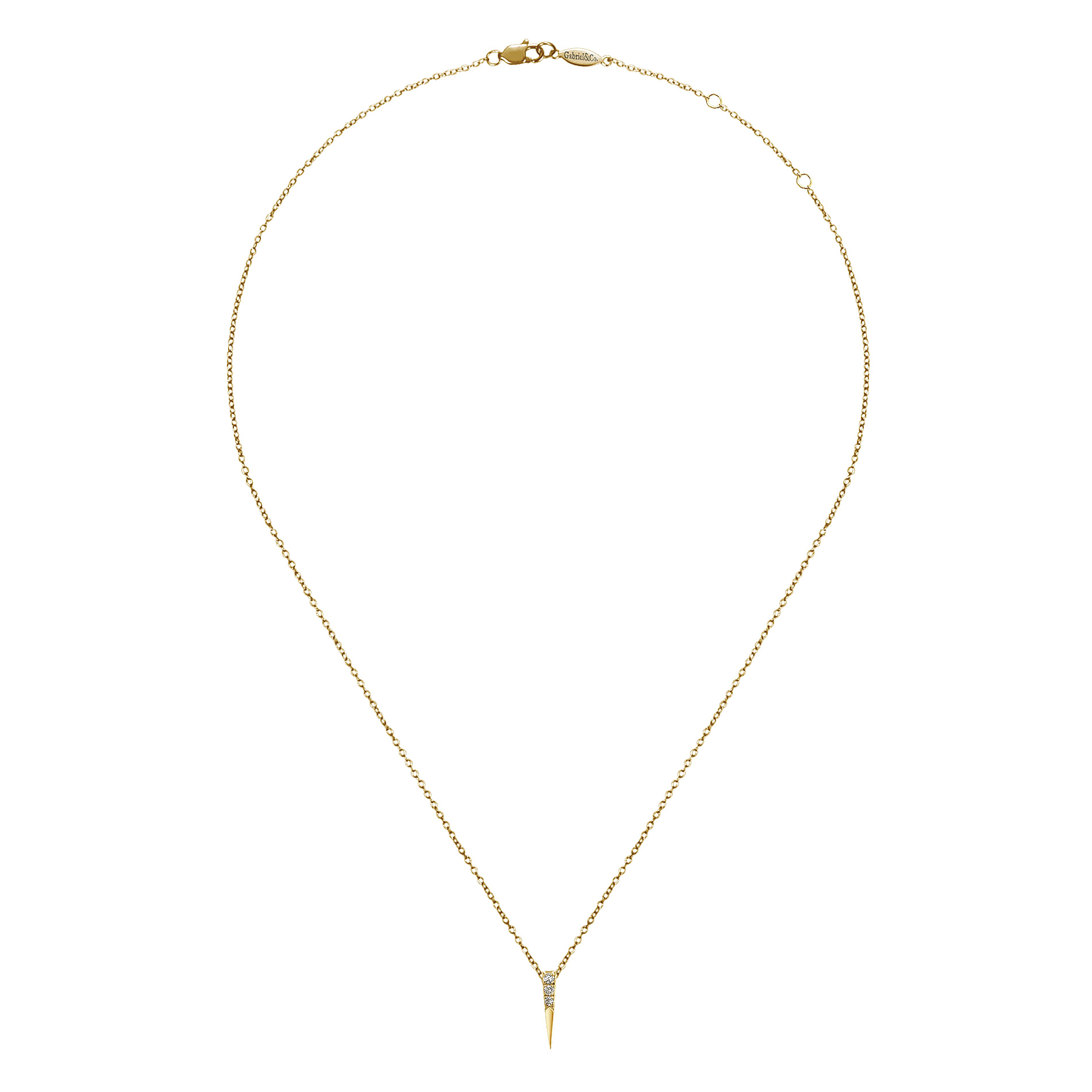 14K Yellow Gold Diamond Spike Pendant Necklace