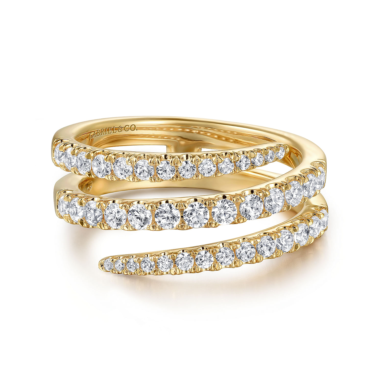 14K Yellow Gold Diamond Spikes Wrap Ladies Ring