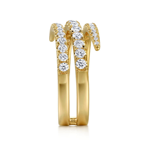 14K Yellow Gold Diamond Spikes Wrap Ladies Ring