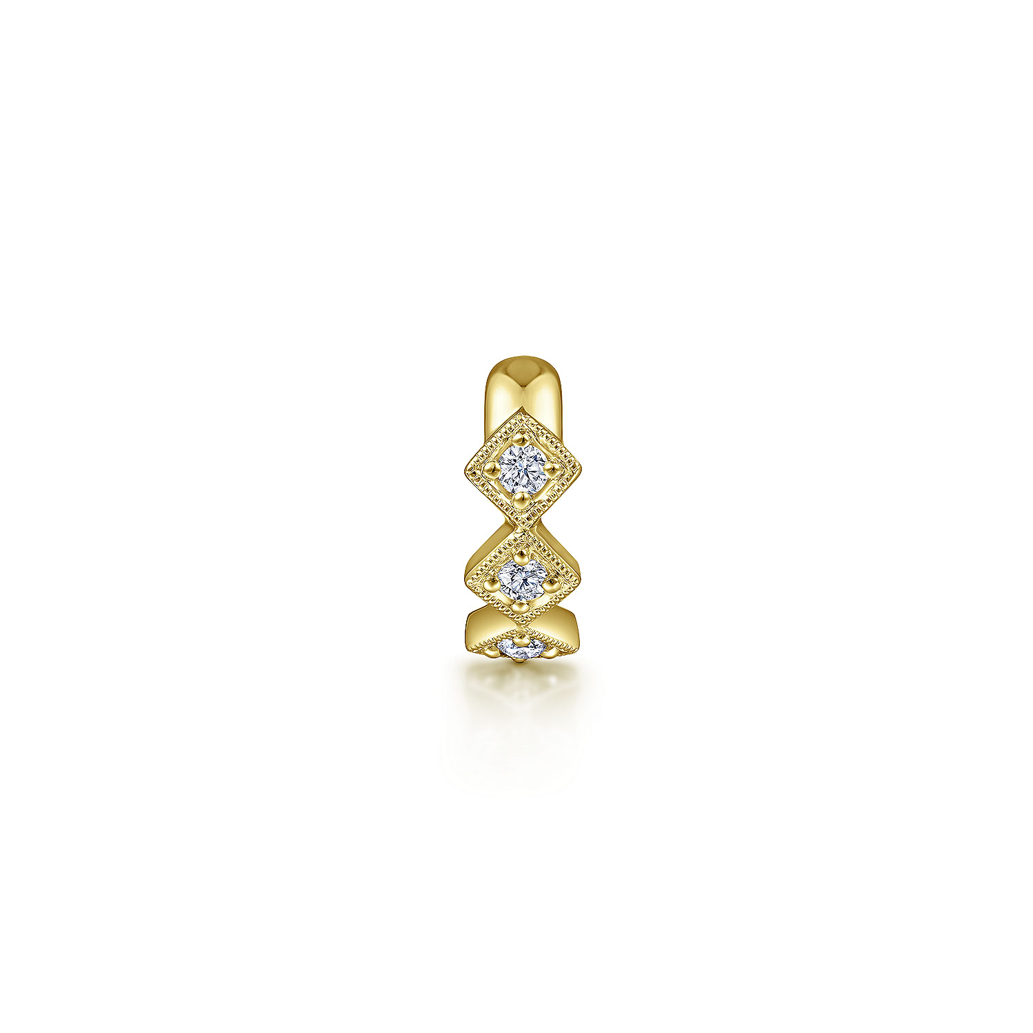 14K Yellow Gold Diamond Square Earcuff Earring
