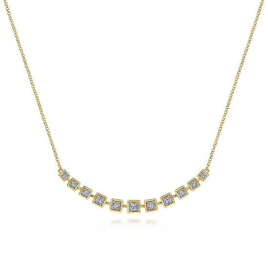 Gabriel - 14K Yellow Gold Diamond Squares Necklace