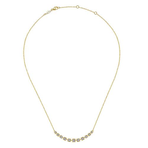 14K Yellow Gold Diamond Squares Necklace