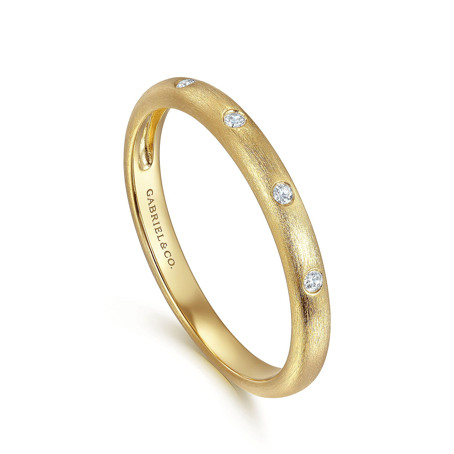 14K Yellow Gold Diamond Stackable Ladies Ring 
