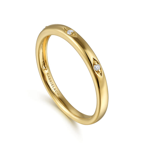 14K Yellow Gold Diamond Stackable Ring, 0.02ct 14K Yellow Gold Diamond Stackable Ring, 0.02ct