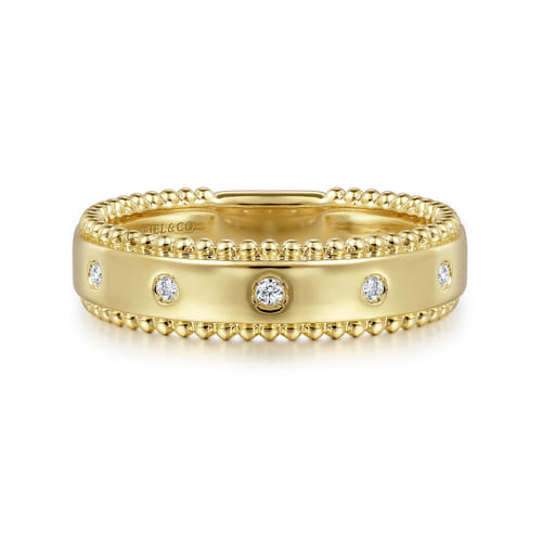 14K Yellow Gold Diamond Stackable Ring, 0.04ct-Bujukan