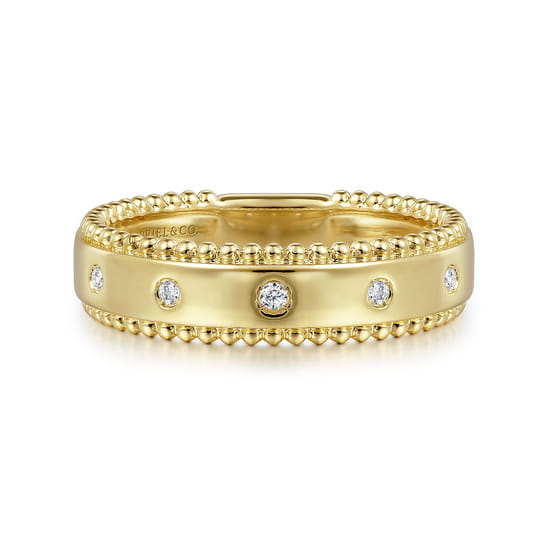 14K Yellow Gold Diamond Stackable Ring, 0.04ct-Bujukan 14K Yellow Gold Diamond Stackable Ring, 0.04ct-Bujukan