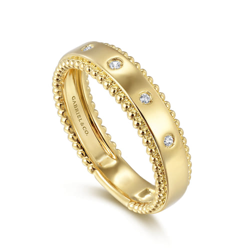 14K Yellow Gold Diamond Stackable Ring, 0.04ct-Bujukan