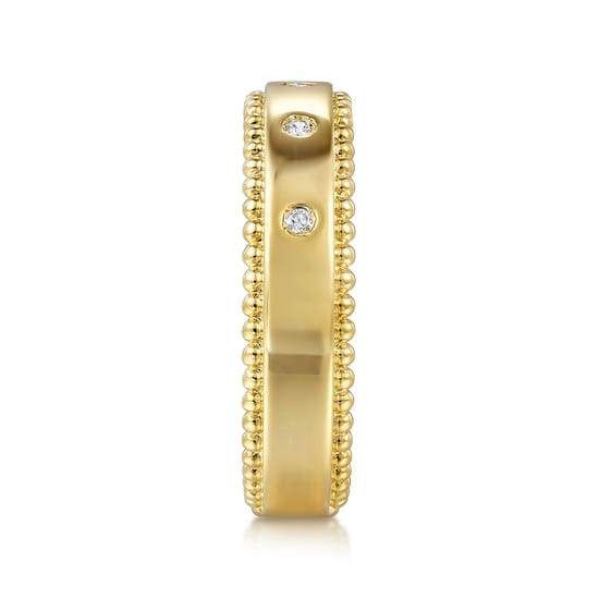 14K Yellow Gold Diamond Stackable Ring, 0.04ct-Bujukan angle 4 14K Yellow Gold Diamond Stackable Ring, 0.04ct-Bujukan angle 4
