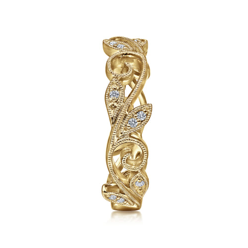 14K Yellow Gold Diamond Stackable Ring, 0.09ct