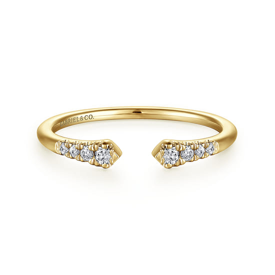 14K Yellow Gold Diamond Stackable Ring, 0.1ct 14K Yellow Gold Diamond Stackable Ring, 0.1ct
