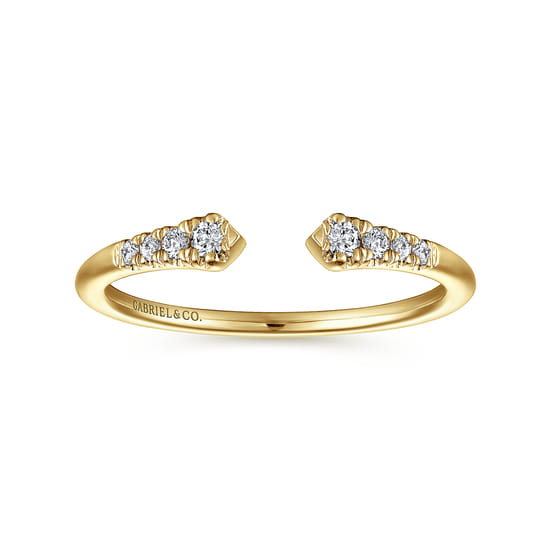 14K Yellow Gold Diamond Stackable Ring, 0.1ct angle 4 14K Yellow Gold Diamond Stackable Ring, 0.1ct angle 4