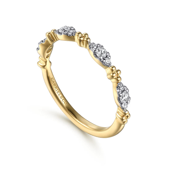 14K Yellow Gold Diamond Stackable Ring, 0.2ct-Bujukan angle 3 14K Yellow Gold Diamond Stackable Ring, 0.2ct-Bujukan angle 3