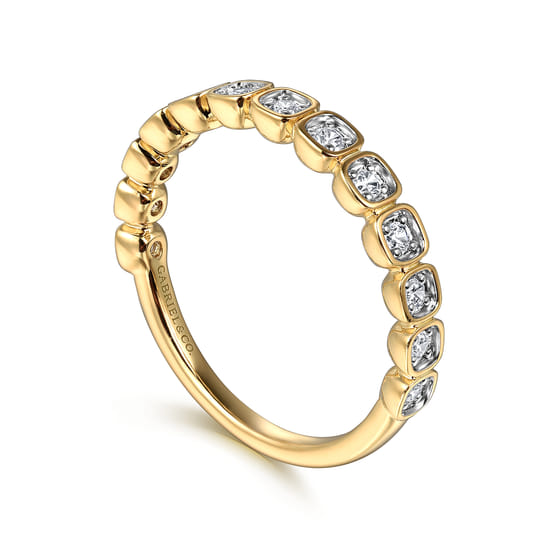 14K Yellow Gold Diamond Stackable Ring, 0.2ct angle 3 14K Yellow Gold Diamond Stackable Ring, 0.2ct angle 3