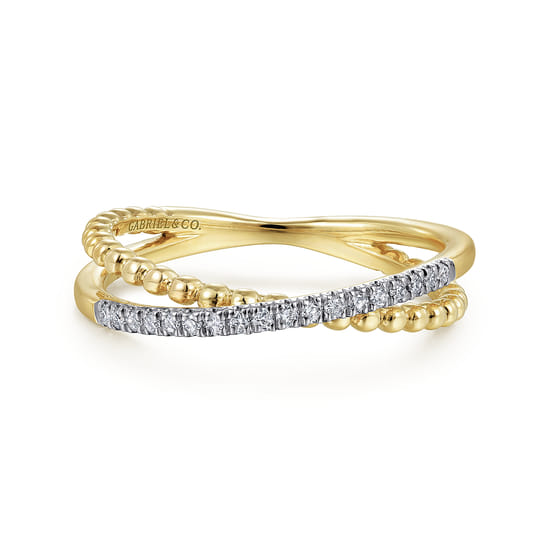 Gabriel - 14K Yellow Gold Diamond Stackable Ring-Bujukan