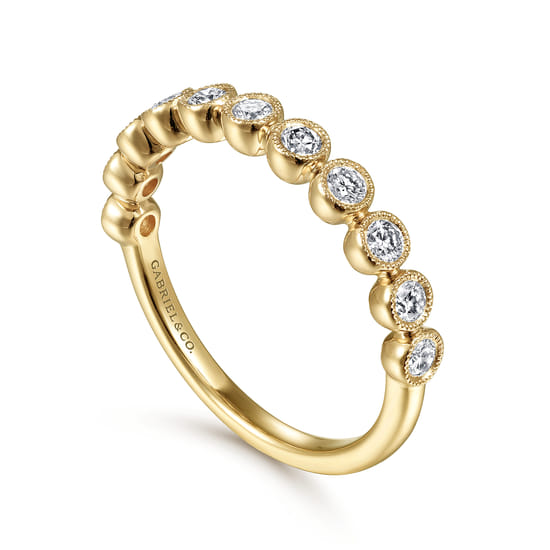 14K Yellow Gold Diamond Stackable Ring angle 3