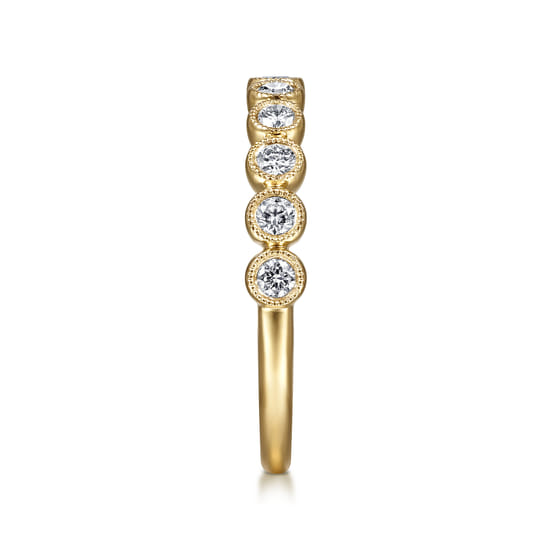 14K Yellow Gold Diamond Stackable Ring angle 4