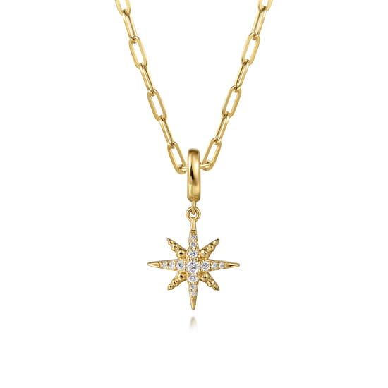14K Yellow Gold Diamond Star Charm With Detachable Bail angle 3