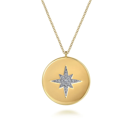 Gabriel - 14K Yellow Gold Diamond Star Medallion Necklace