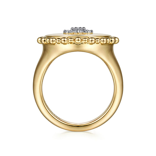 14K Yellow Gold Diamond Star Signet Ring