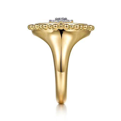 14K Yellow Gold Diamond Star Signet Ring