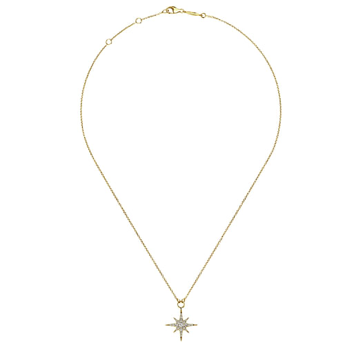 14K Yellow Gold Diamond Starburst Pendant Necklace