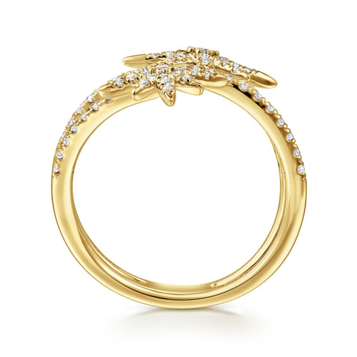 14K Yellow Gold Diamond Starburst Wrap Ladies Ring