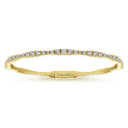 14K Yellow Gold Diamond Station Bangle